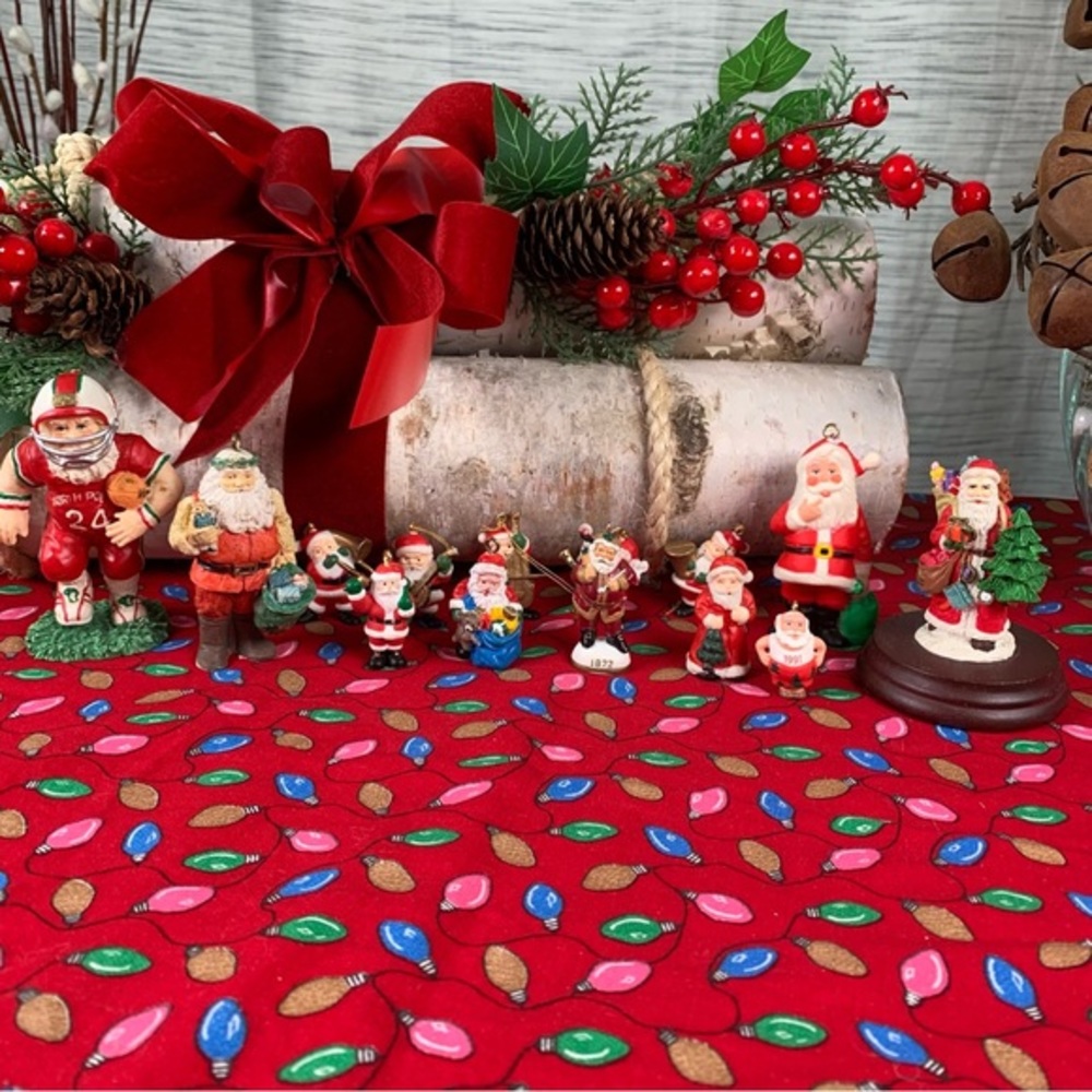Collection of 14 Santa Christmas Ornaments.